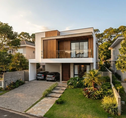 Residência moderna de concreto e vidro