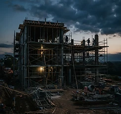 Casa em construção com estrutura de concreto