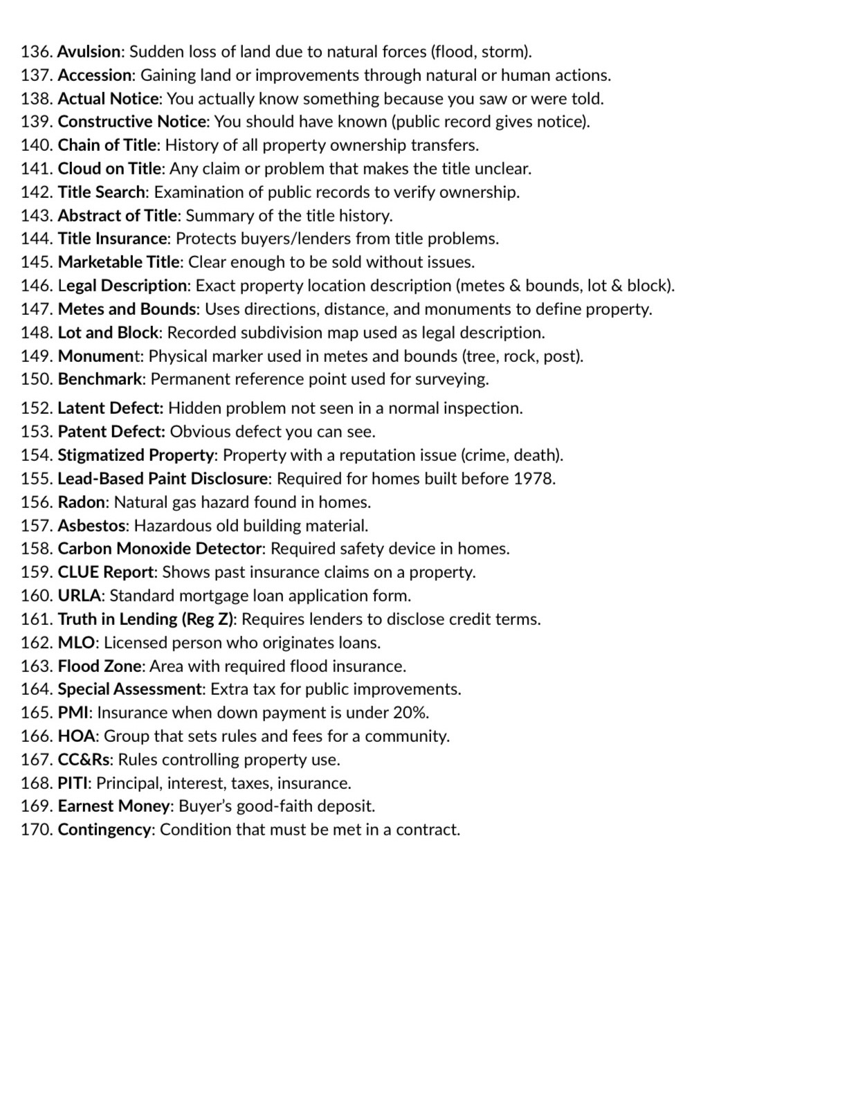 Vocabulary terms