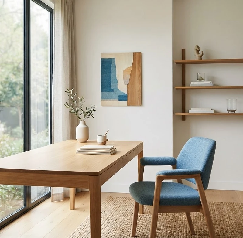 Modern home office with natural light