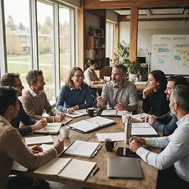 Team in gesprek tijdens een incompany training