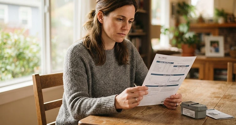 A homeowner reviewing a radon test result document