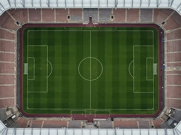 Aerial view of a marked pitch