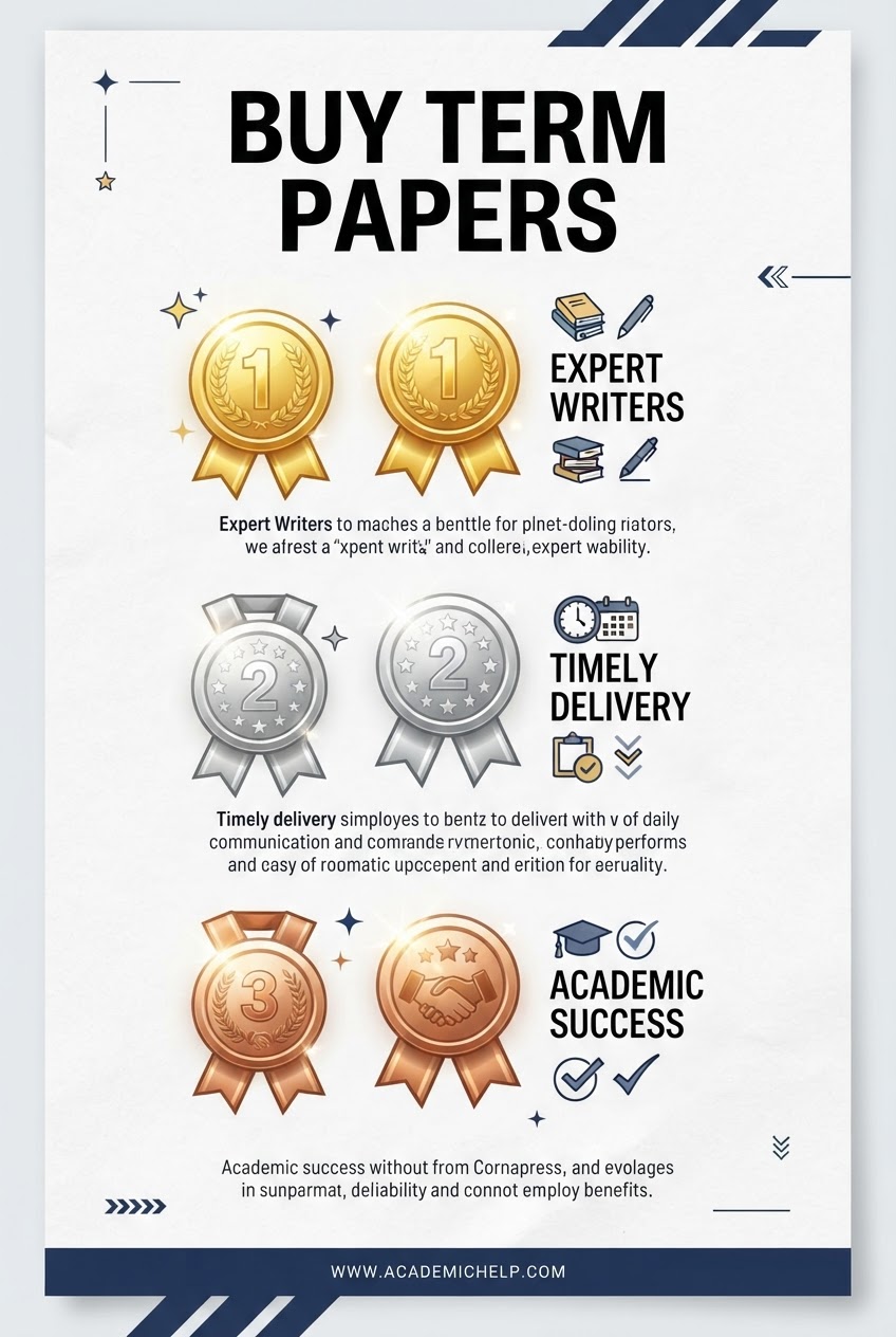 Buy Term Papers Guide — vertical infographic with service rankings