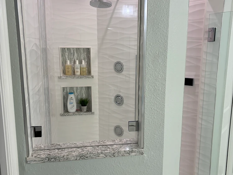 Framed Mirror Shower Bathroom Remodel in Apollo Beach, FL