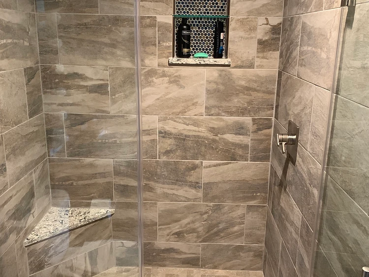 Large Tile Shower Bench Remodel in Apollo Beach, FL