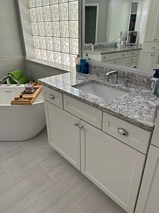 Double Vanity Glass Block Bathroom in Ruskin, FL