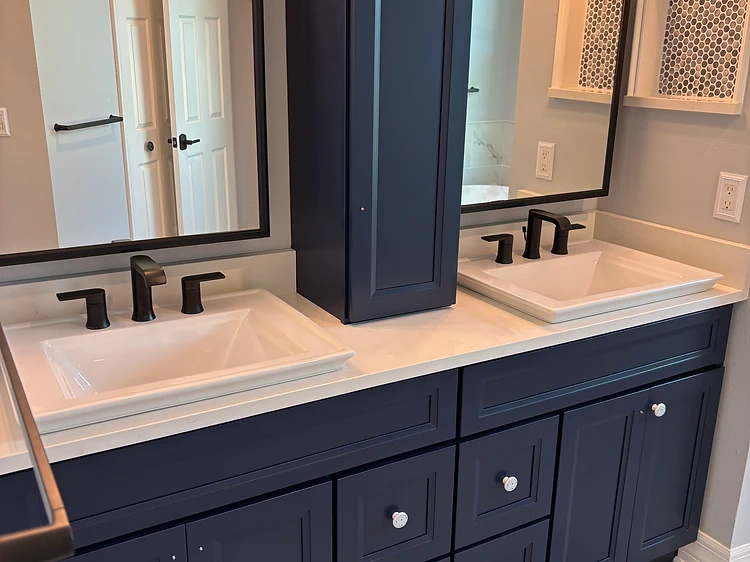 Navy Double Vanity Bathroom Remodel in Tampa, FL