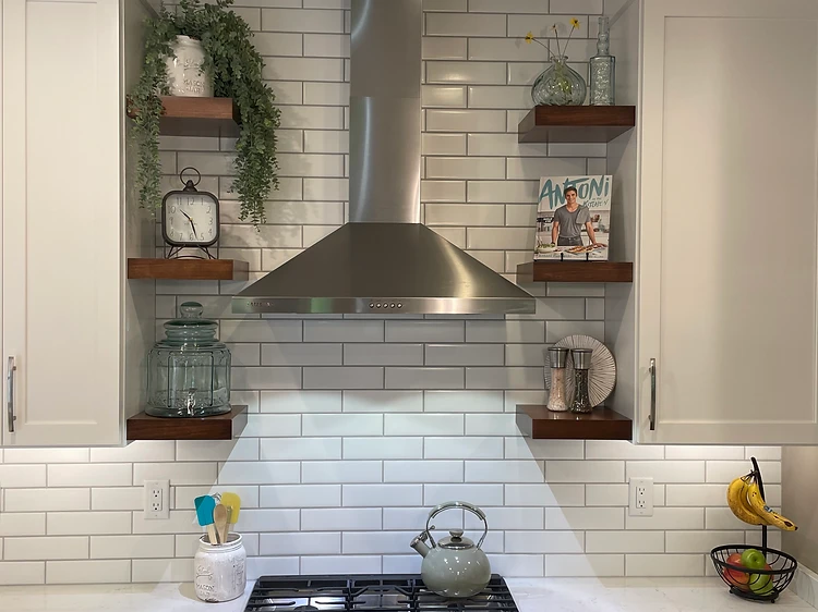 Kitchen Floating Shelves Backsplash in Tampa, FL