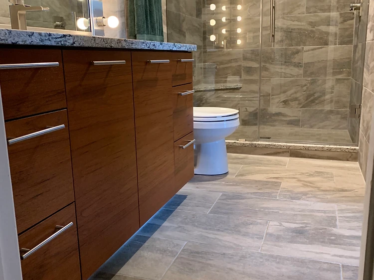 Wood Vanity Granite Bathroom Remodel in Apollo Beach, FL