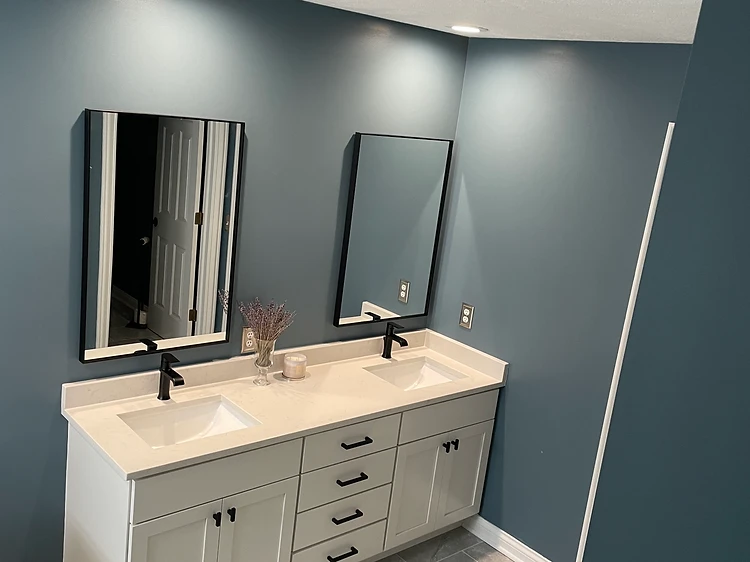 Blue Wall Bathroom Vanity Design in Tampa, FL