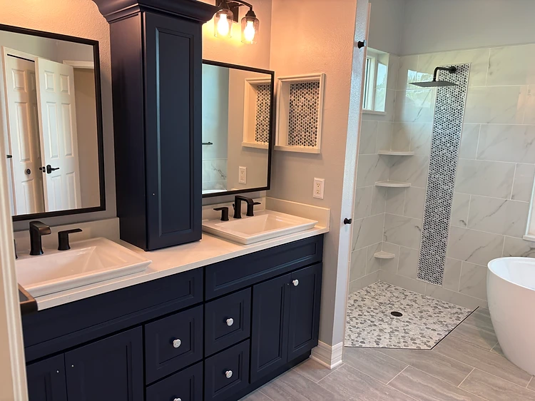 Blue Bathroom Vanity Remodel in Tampa, FL