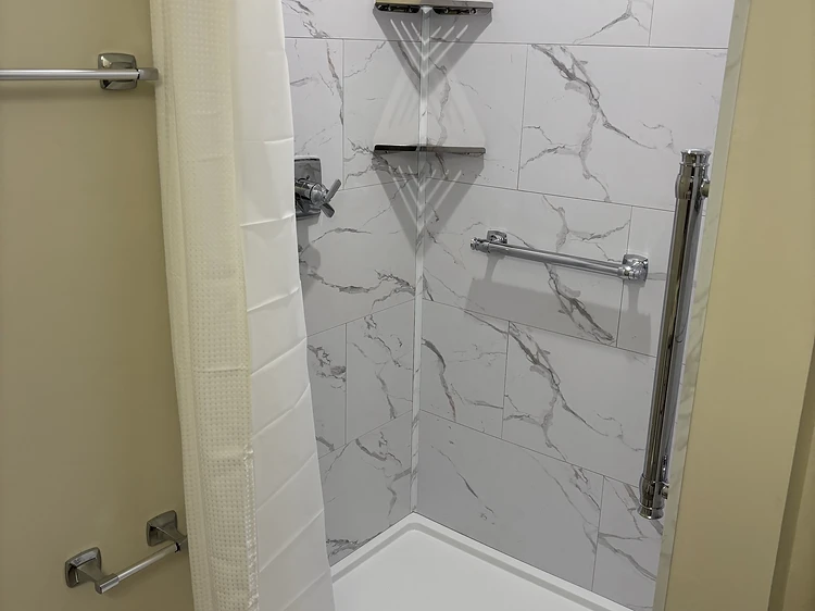 Marble Tile Tub Shower Remodel in Tampa, FL