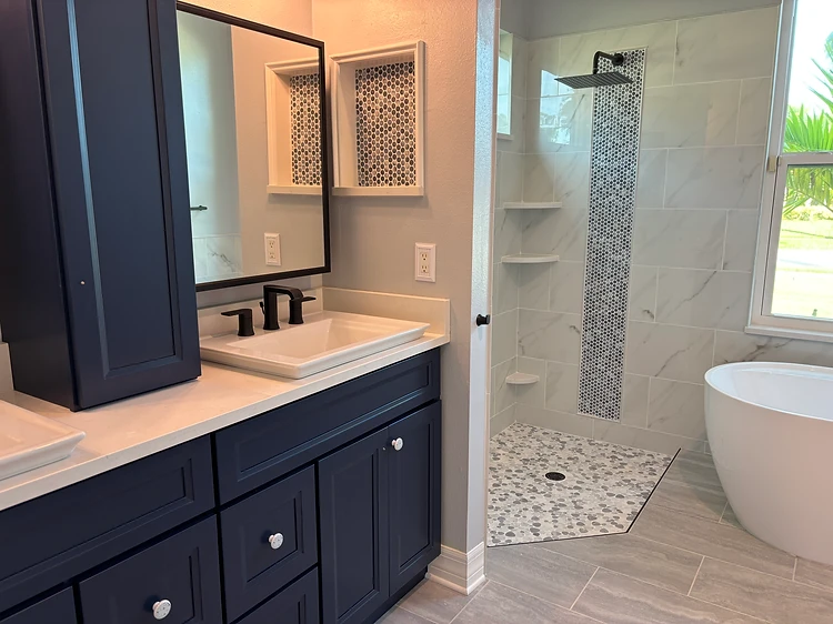 Double Sink Vanity Shower Design in Tampa, FL