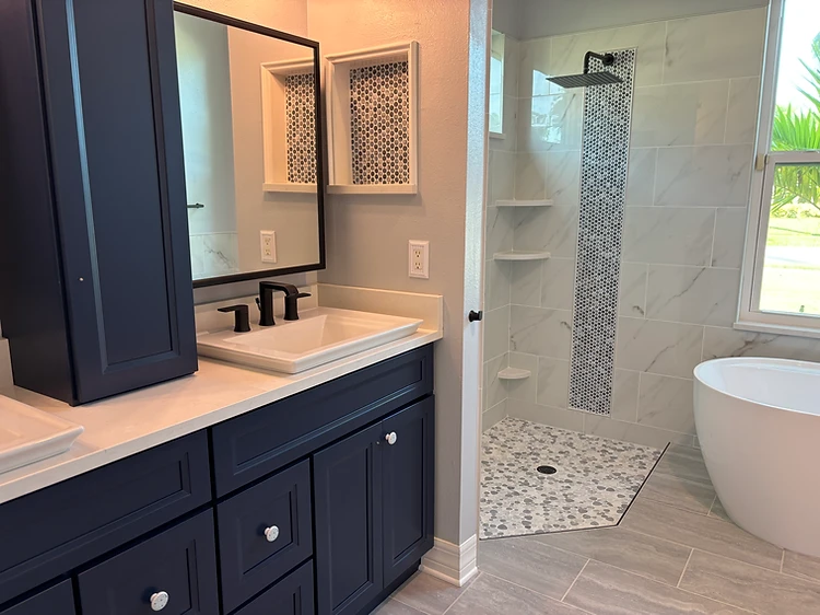 Double Sink Vanity Shower Design in Ruskin, FL