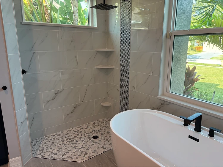Marble Walk In Shower Design in Palmetto, FL