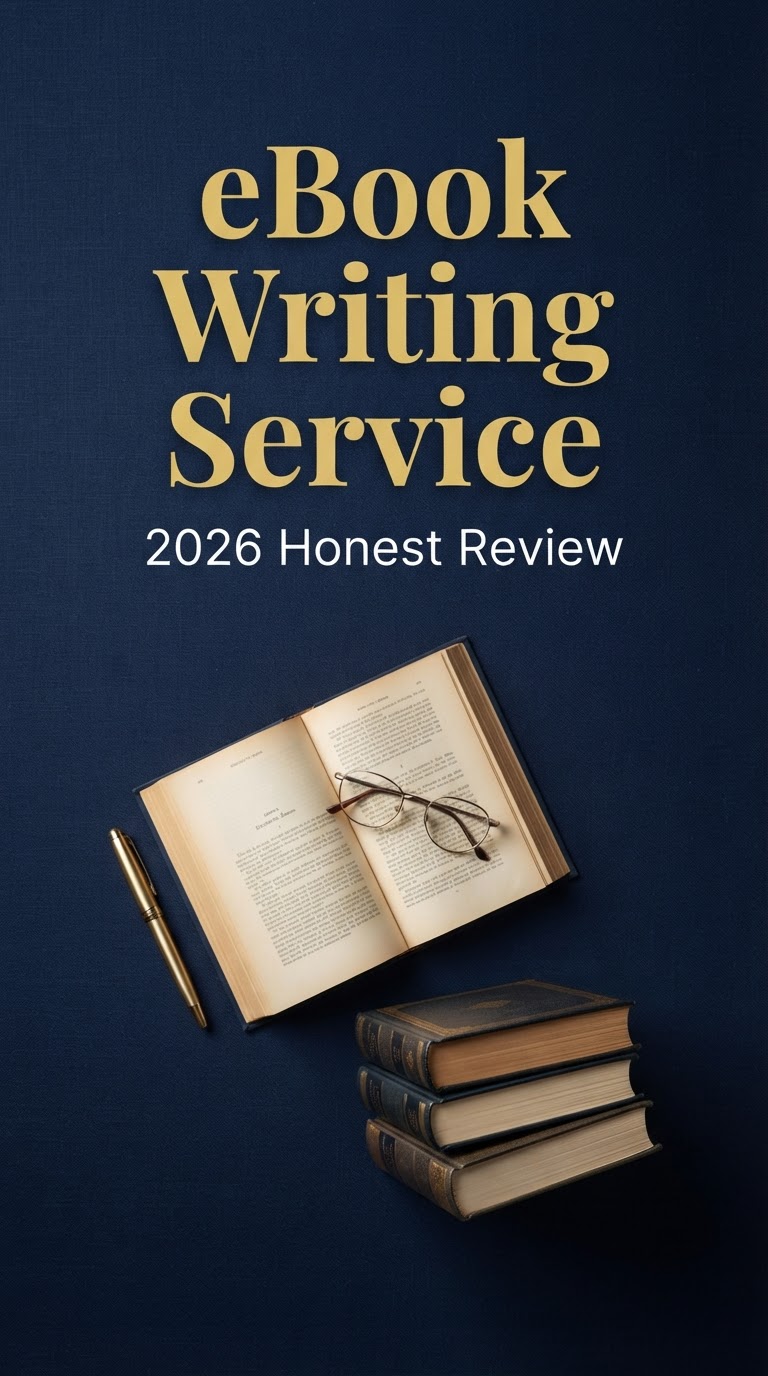 eBook Writing Service 2026 Honest Review — vertical pin for Pinterest