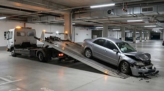 Citadine sans roues en parking souterrain – Enlèvement d'épaves à Lyon 7e