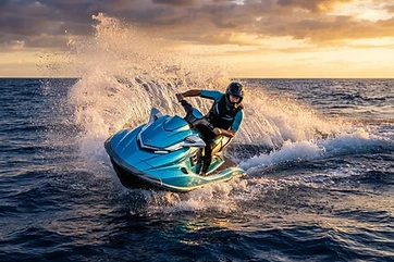 Electric Cyan Riptide Pro jet ski by Kawasaki