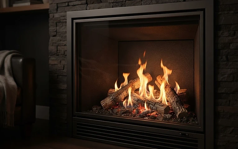 After: crystal-clear gas fireplace glass with a vibrant natural flame