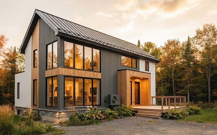 Maison écoénergétique moderne au Québec