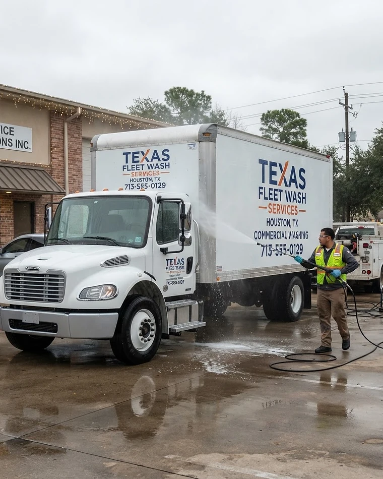 Pressure washing a semi truck