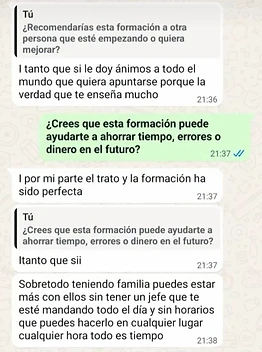 Reseña de alumna: le diría que adelante, que es una muy buena oportunidad