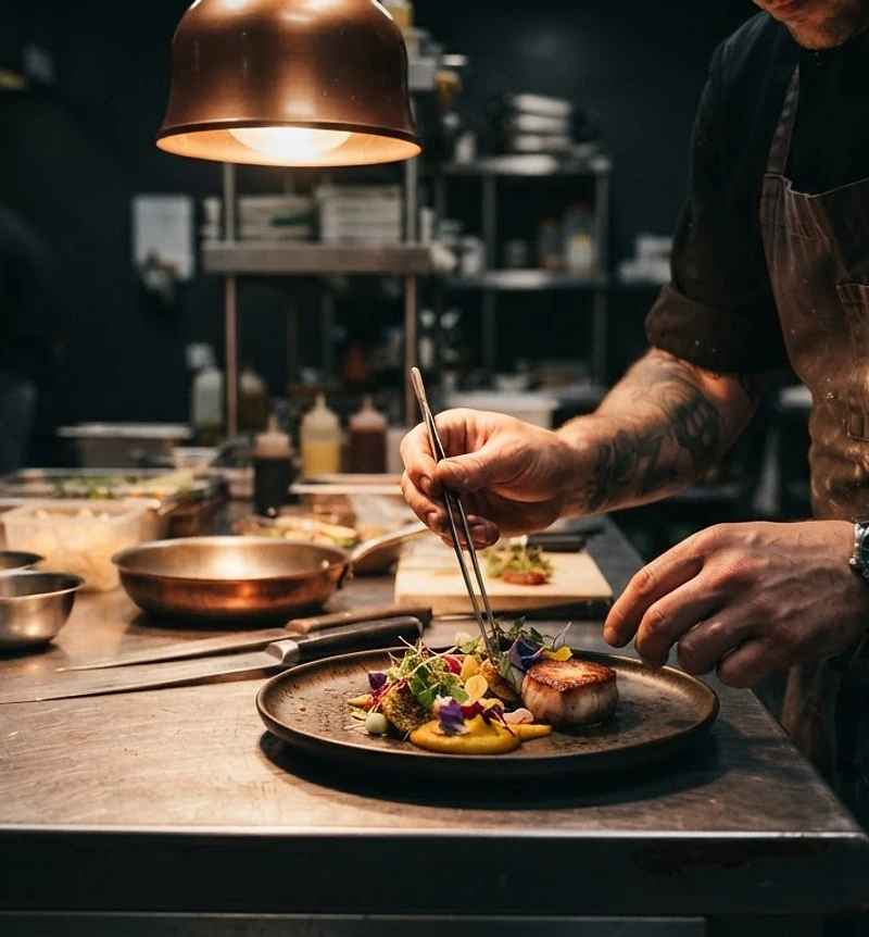 A restaurant kitchen at dawn before service