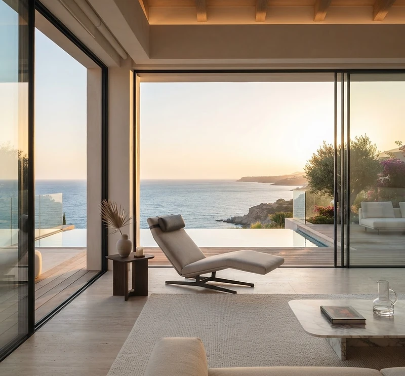 Luxury Marbella villa suite at golden hour