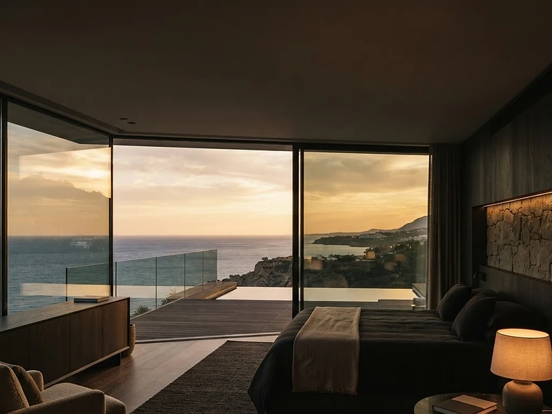 Luxury Marbella villa suite at golden hour
