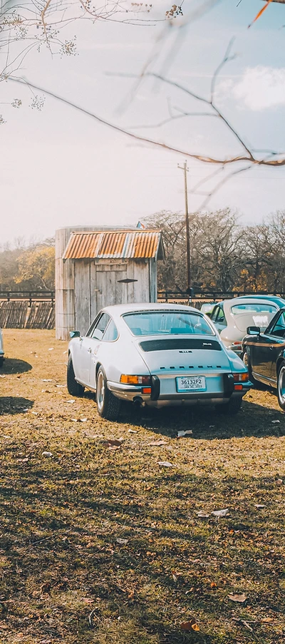 Vintage car on the open road