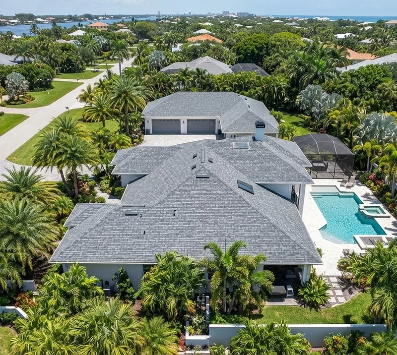 Pristine clean luxury Florida roof after soft wash