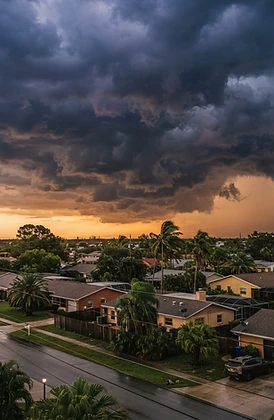 Storm sky over rooftops in the Tampa area