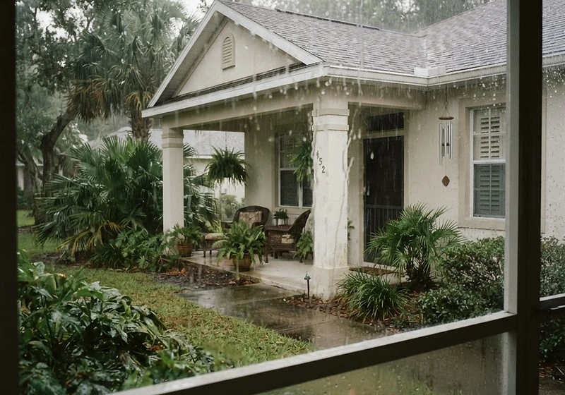 Rain against a window at a Florida home during a storm