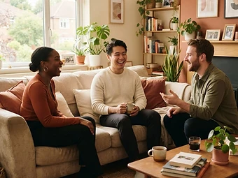 Happy roommates sharing a home together