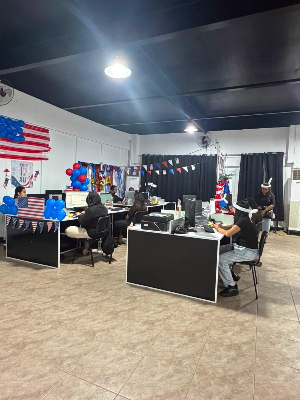 The FUN Hub office decorated for the 4th of July