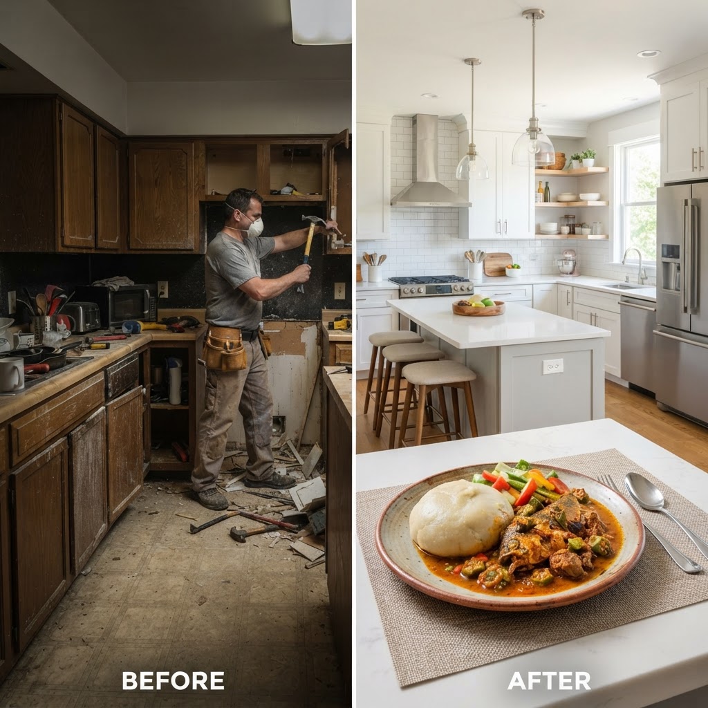 residential home renovation before after kitchen