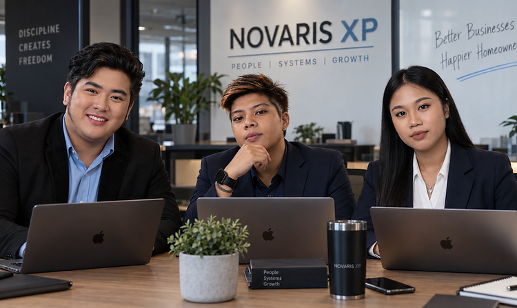 The three Novaris XP founders working together in the office