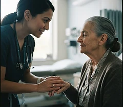 Grandparent at a doctor's appointment