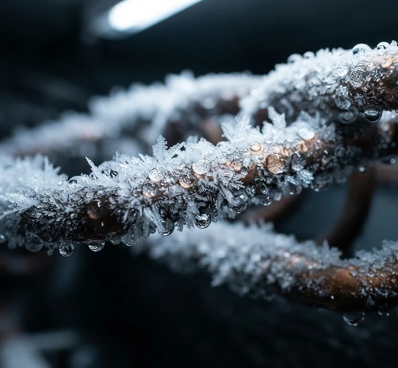 Industrial refrigeration cooling coils with frost