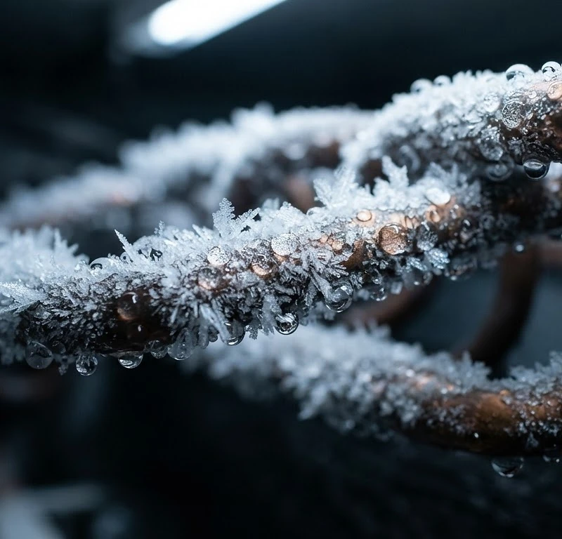 Industrial refrigeration cooling coils with frost