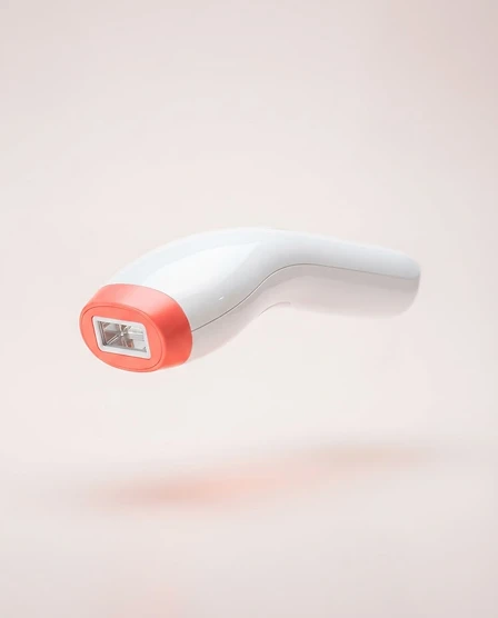FlawlessGleam IPL Hair Removal Laser floating on a soft porcelain gradient