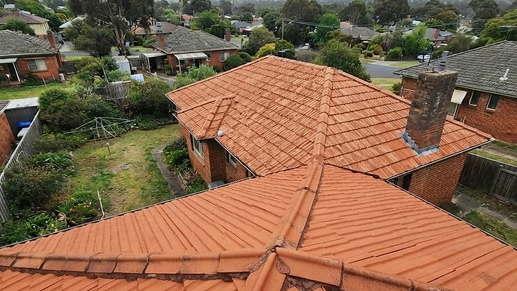 The same tiled roof after professional cleaning