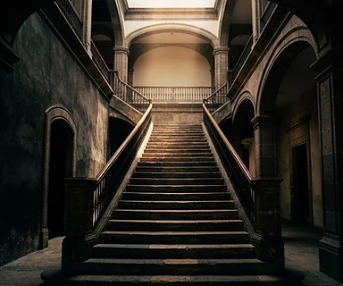 Monumental stone staircase