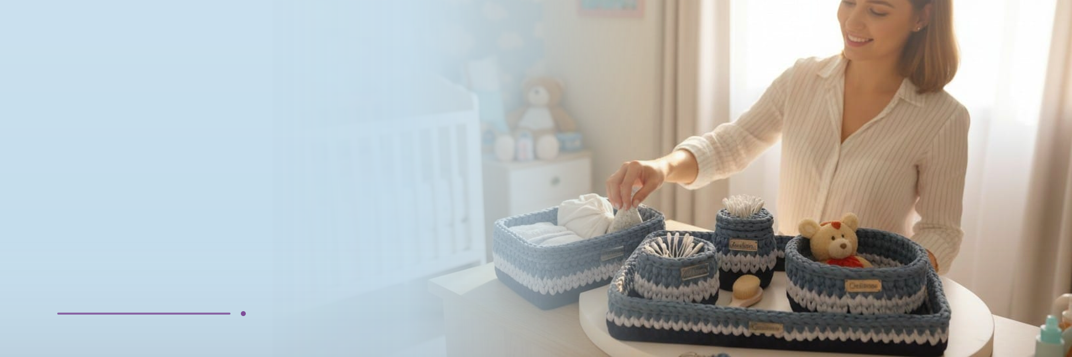 Kit bebê azul com organizadores artesanais em crochê — Ateliê Fios e Sonhos