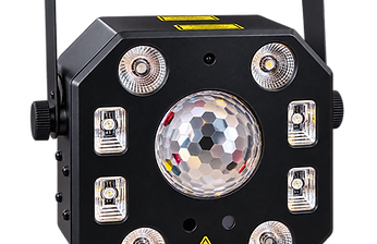 Projecteur LED avec boule à facettes et laser