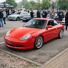 Cars & coffee morning — big brake kit and coilovers finally sitting right.