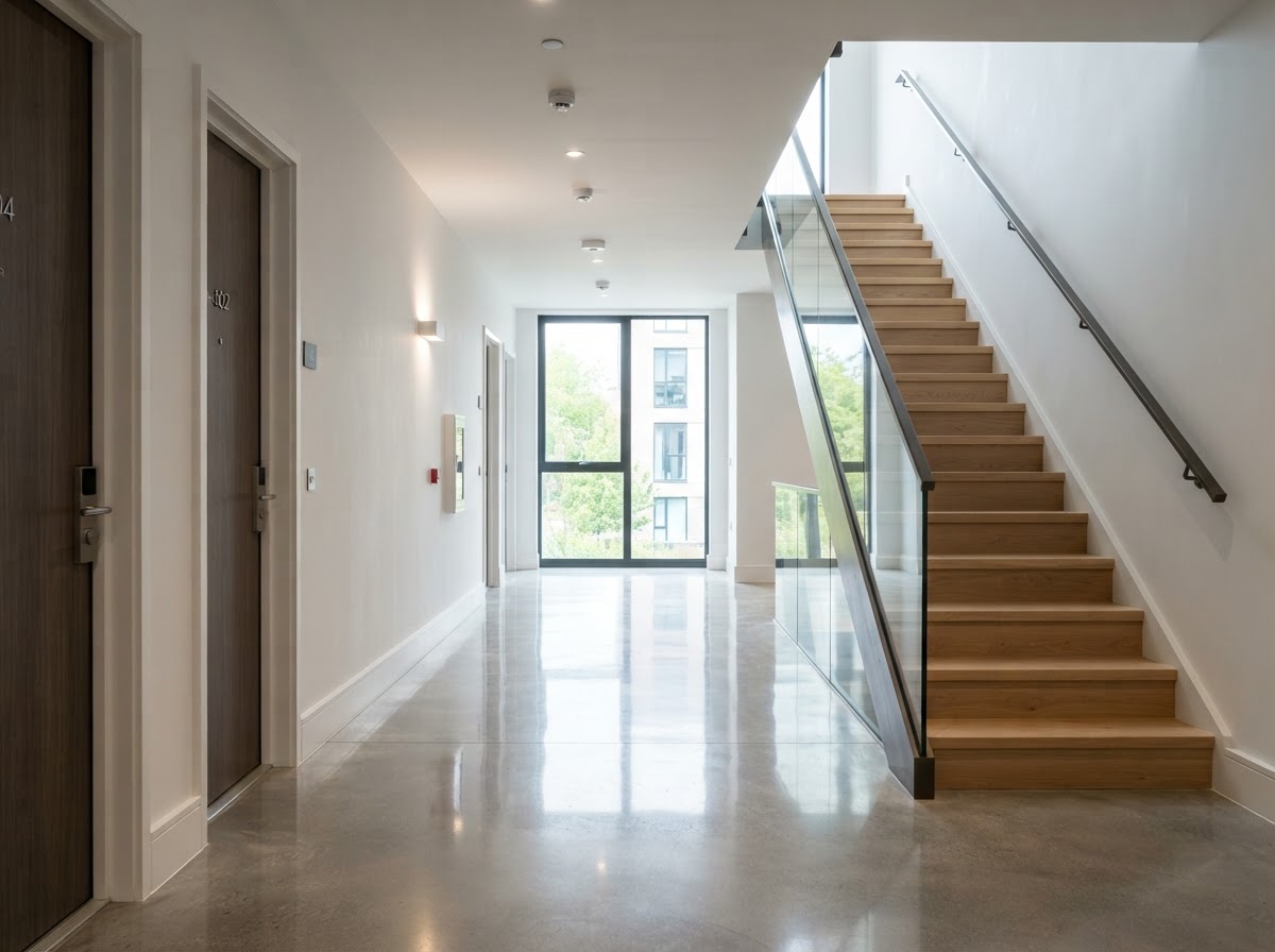 Clean communal hallway