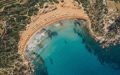 Aerial view of Ramla Bay, Gozo