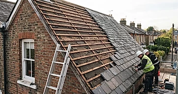 Old roof tiles stripped back during a roof replacement project